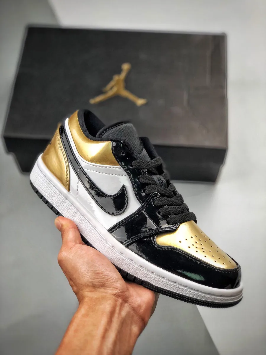 Air Jordan 1 Low 'Gold Toe' Unisex CQ9447-700 Black/Gold-Black AJ1 - jordan low gold