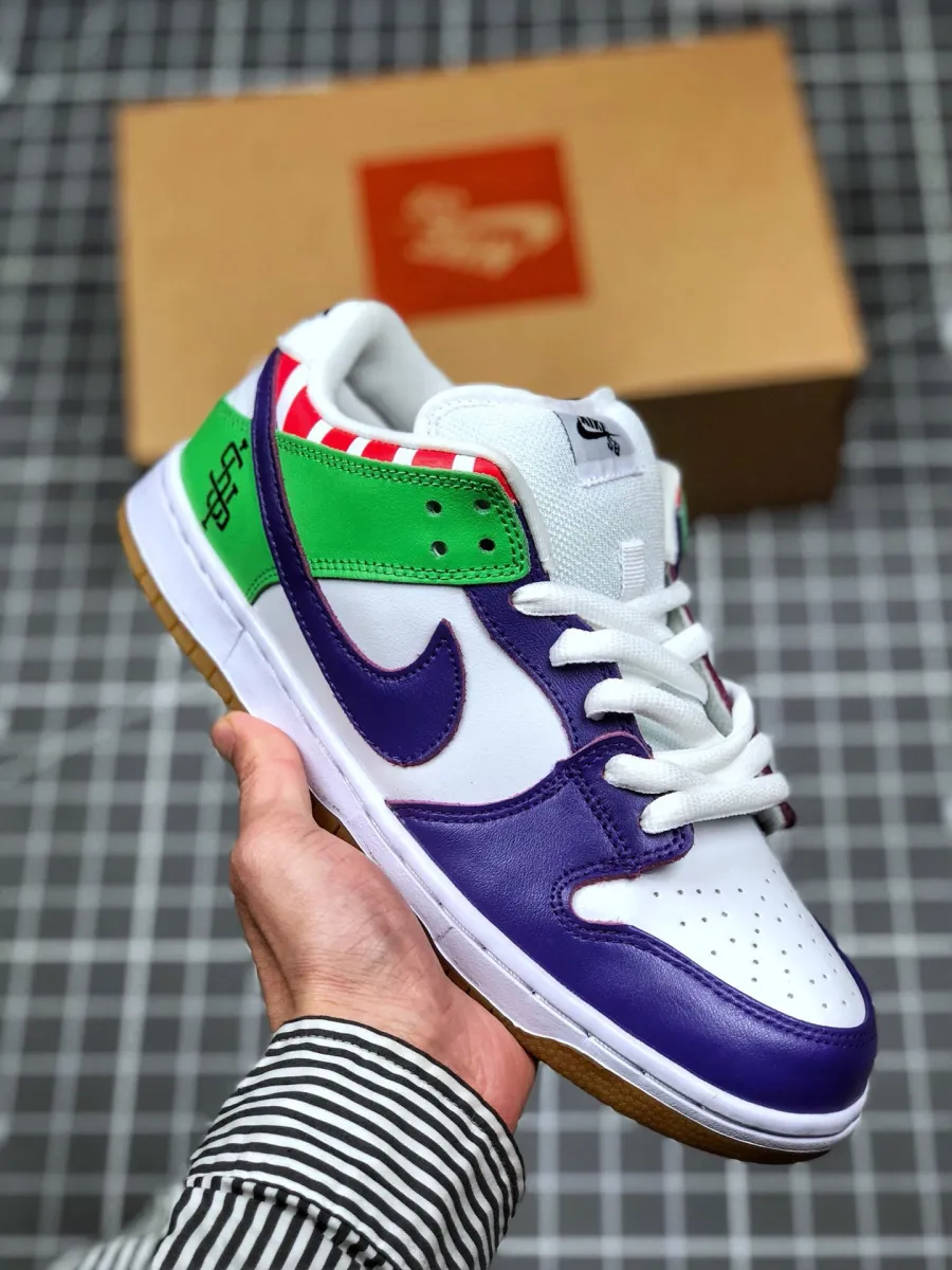 Nike SB Dunk Low White Purple Green Outlet