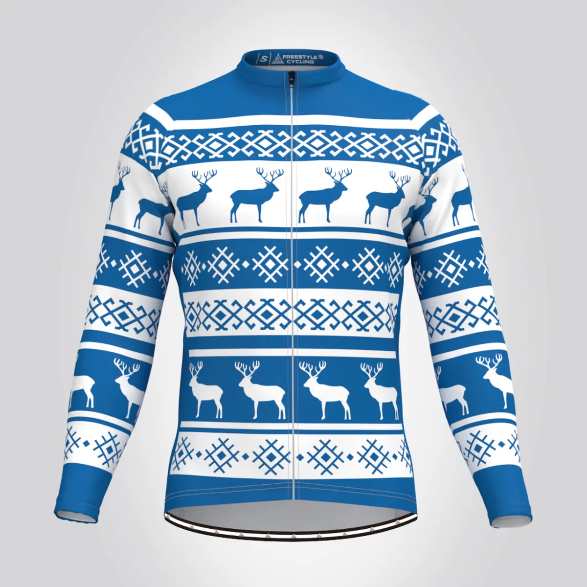 Men's Classic Ugly Christmas sweater LS Cycling Jersey - Blue