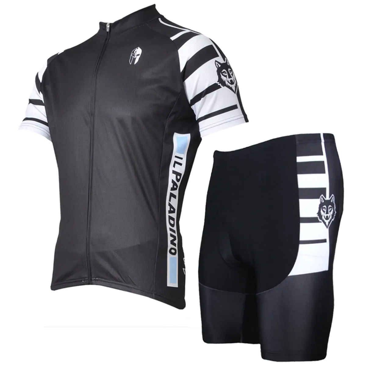 ILPALADINO Wolf Soldier Man's Short-sleeve Cycling Stripy Suit Team Kit Jacket Summer Suit Spring Autumn Clothes Sportswear Apparel Outdoor Sports Gear Leisure Biking T-shirt Black NO.007