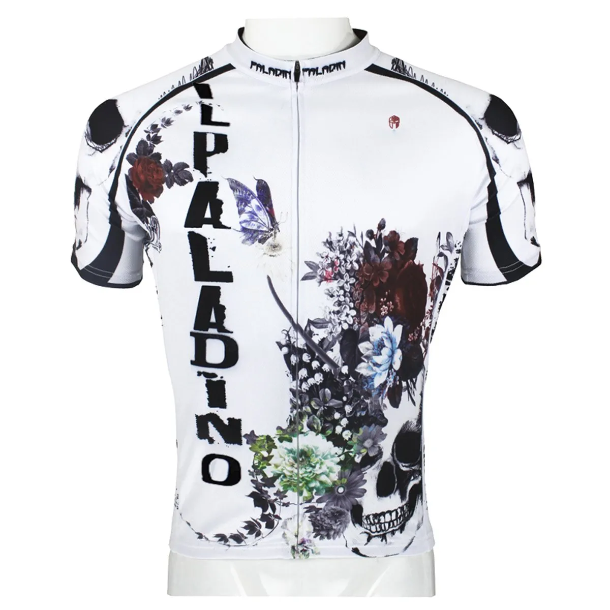 ILPALADINO Skull Men's Summer Cycling Short Jersey Flower BlossomPro Cycle Clothing Racing Apparel Outdoor Sports Leisure Biking T-shirt Sportswear Quick—dry Shirt 091