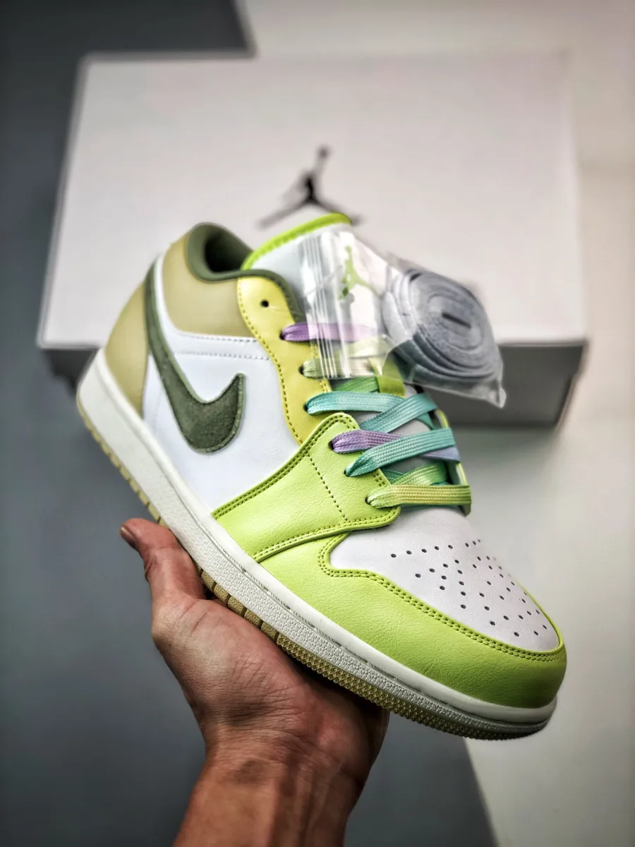 Air Jordan 1 Low Sail/Light Olive-Pale Citron - volt green jordan 1