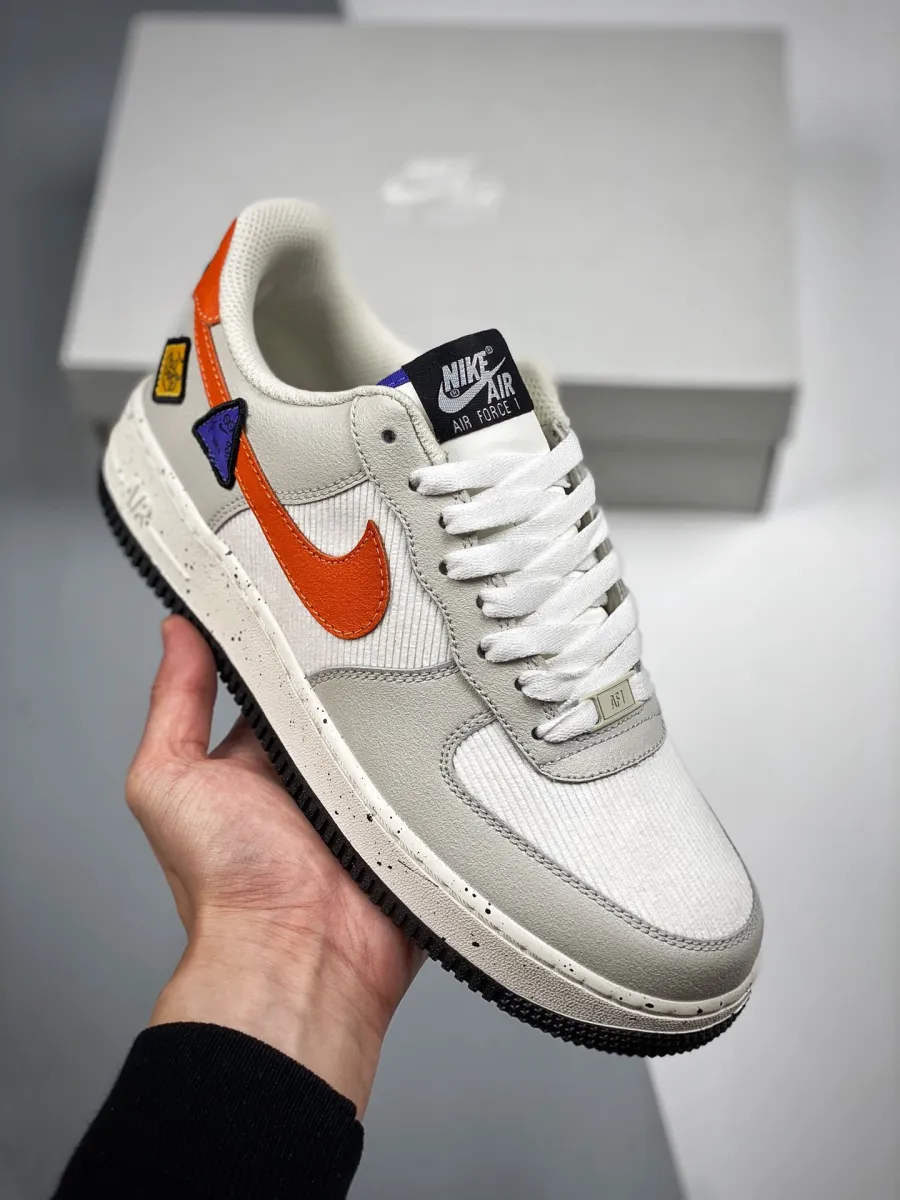 Nike Air Force 1 Low Light Bone/Sail-White-Blue Stone-Starfish Orange #air force 1 light bone white
