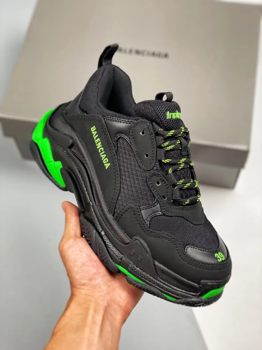 Balenciaga Triple S Black Green #balenciaga triple black