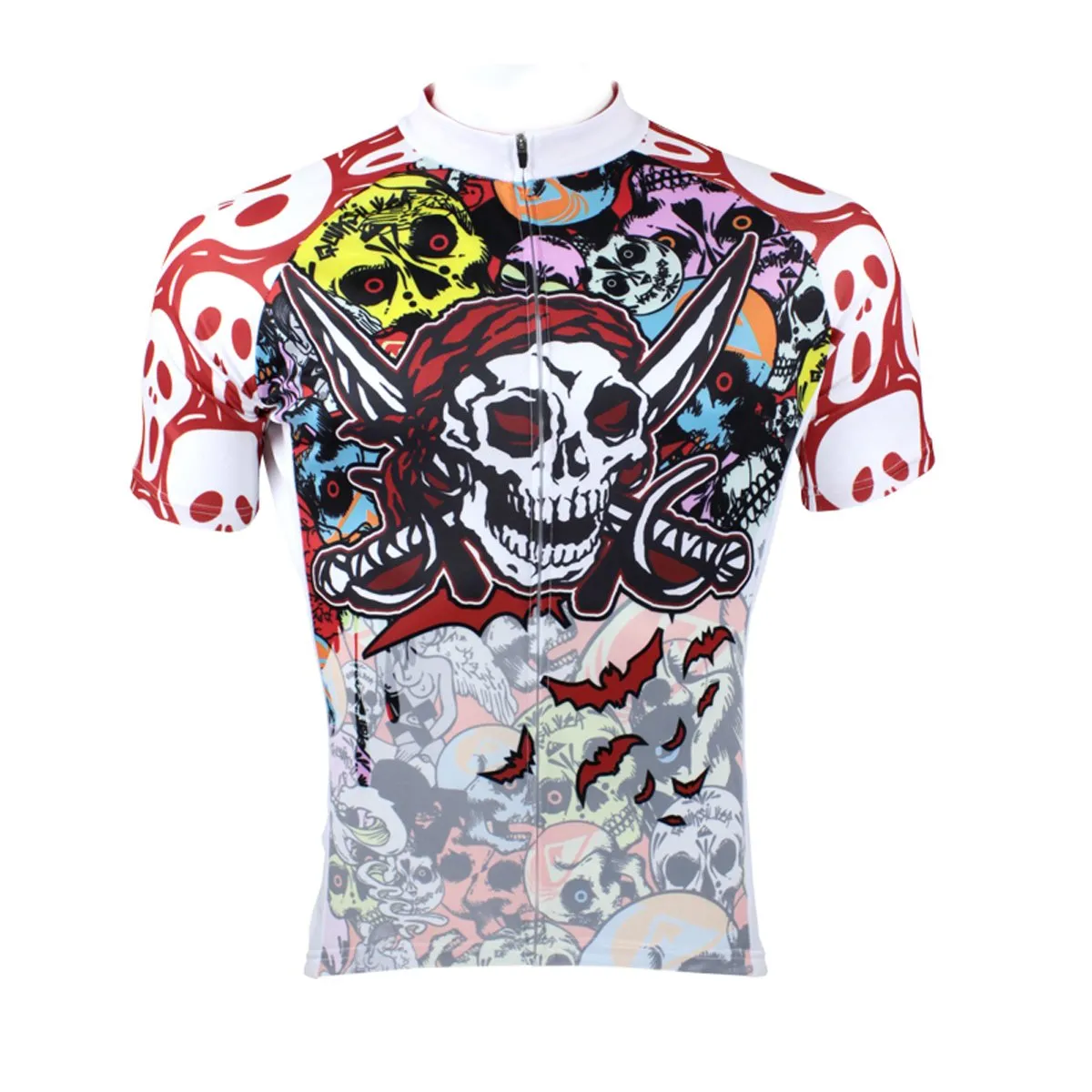 ILPALADINO Pirate Skull Men's Short Sleeves Cycling Jersey Sport Suit Spring Autumn Exercise Bicycling Pro Cycle Clothing Racing Apparel Outdoor Sports Leisure Biking Shirts 088