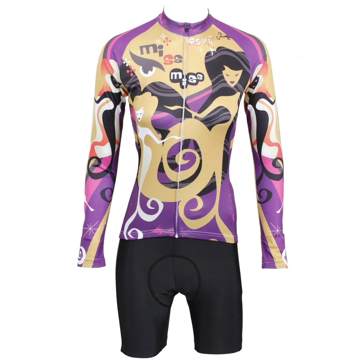 ILPALADINO Miss Sea Women's Long Sleeves Aesthetic Purple Cycling Clothing with Tights Suits Spring Autumn Exercise Bicycling Pro Cycle Clothing Racing Apparel Outdoor Sports Leisure Biking Shirts 529