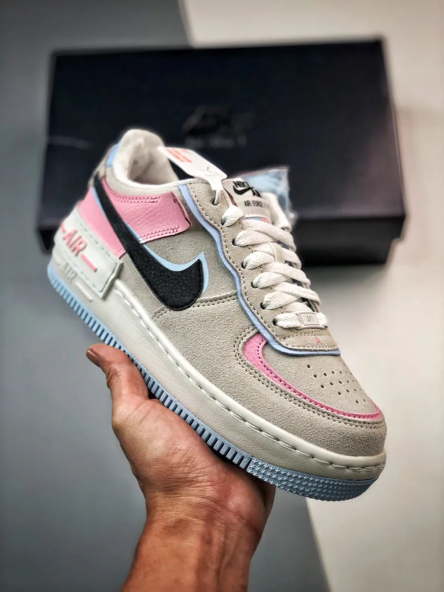 Nike Air Force 1 Shadow 'Hoops' White/Blue-Pink #nike air force 1 shadow soft pink