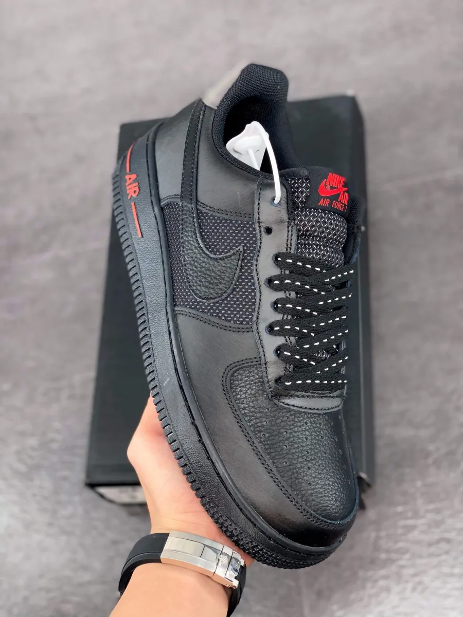 Nike Air Force 1 Low Black/Red with Reflective Accents #red and black air forces