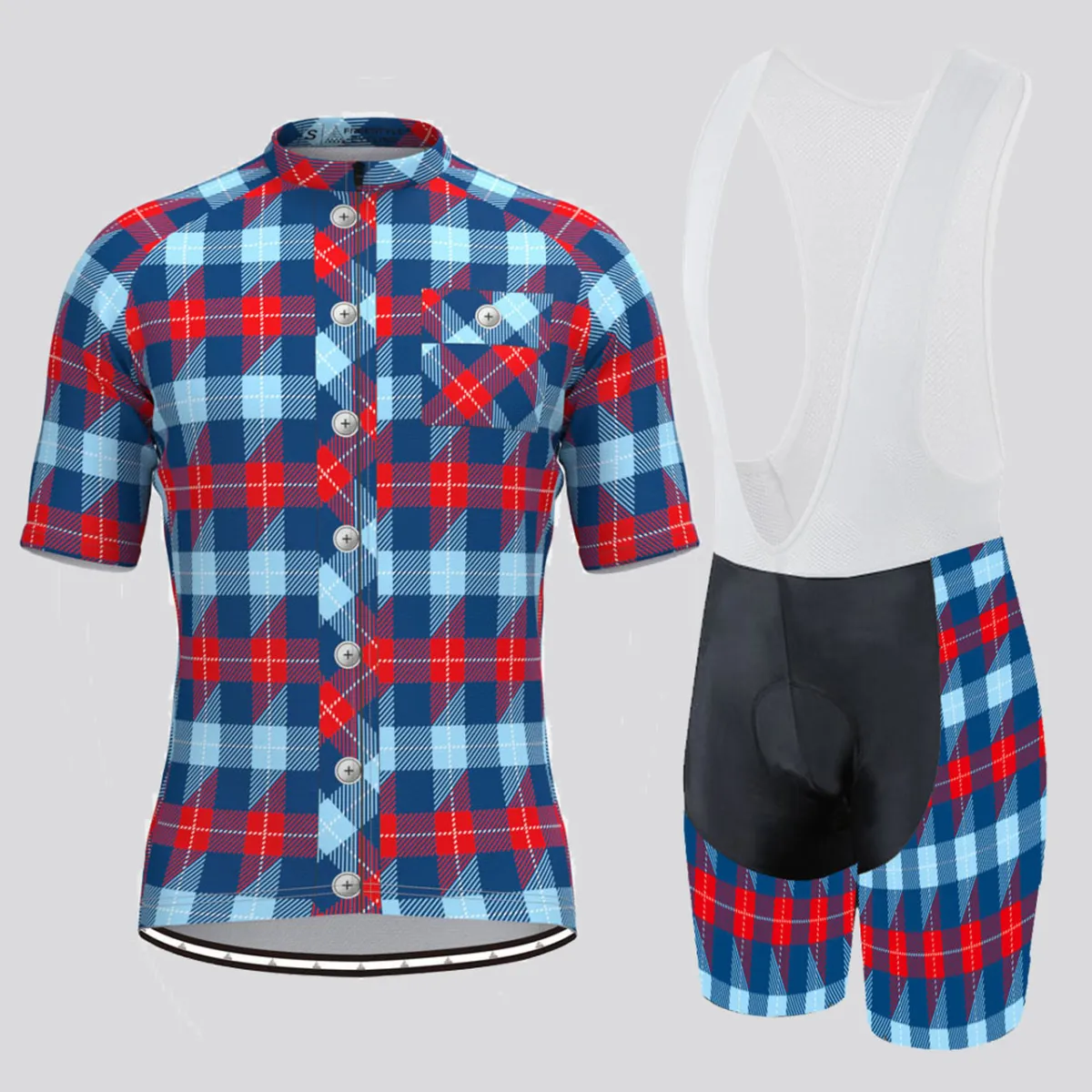Plaid Checkered Shirt Men's Cycling Kit Blue Red Restock