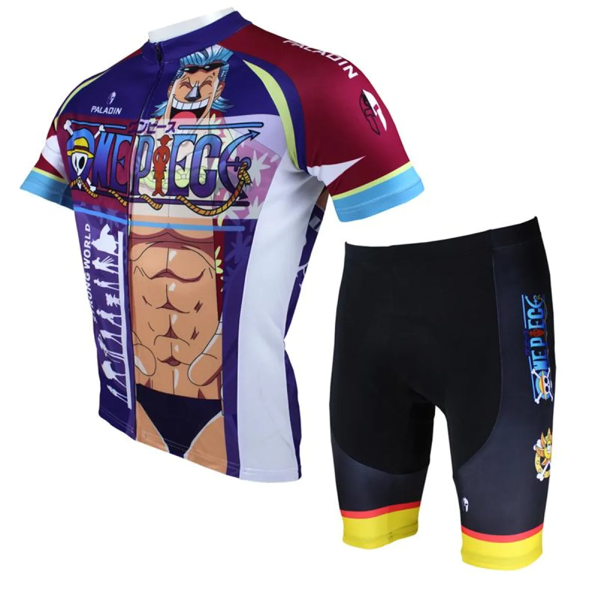 ONE PIECE Series Cola-powered Cyborg Franky Straw Hat Pirates Men's Cycling Suit/Jersey Team Kit Jacket T-shirt Summer Spring Autumn Clothes Sportswear Cartoon NO.080