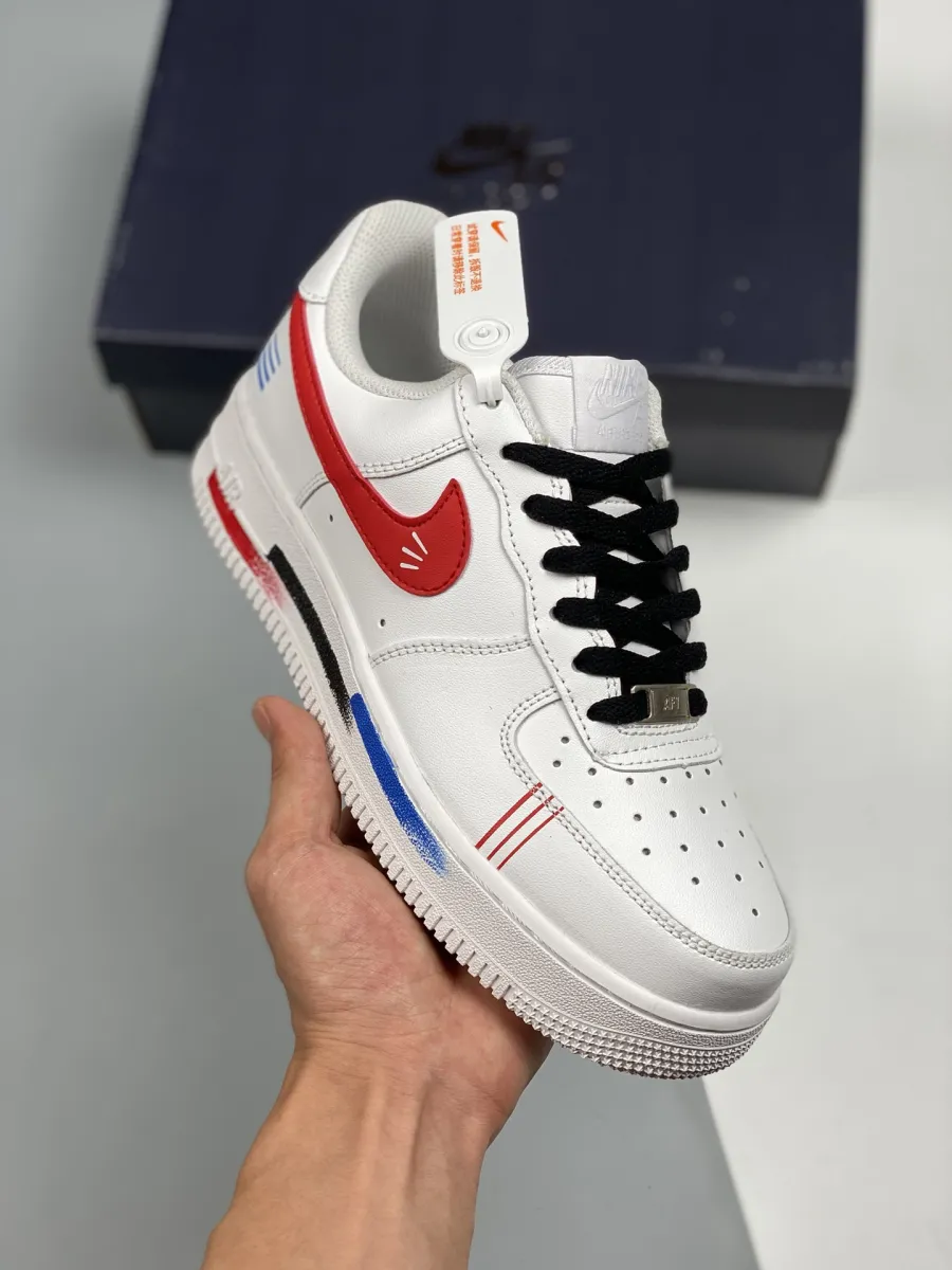 Nike Air Force 1 Low 'Diy' White Black Blue #black white and blue air force 1
