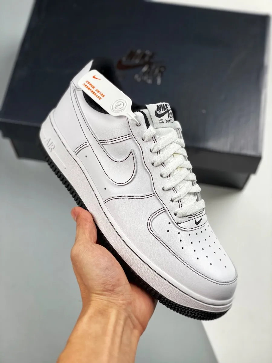 Nike Air Force 1 Low White/Black CV1724-104 - air force 1 contrast stitch
