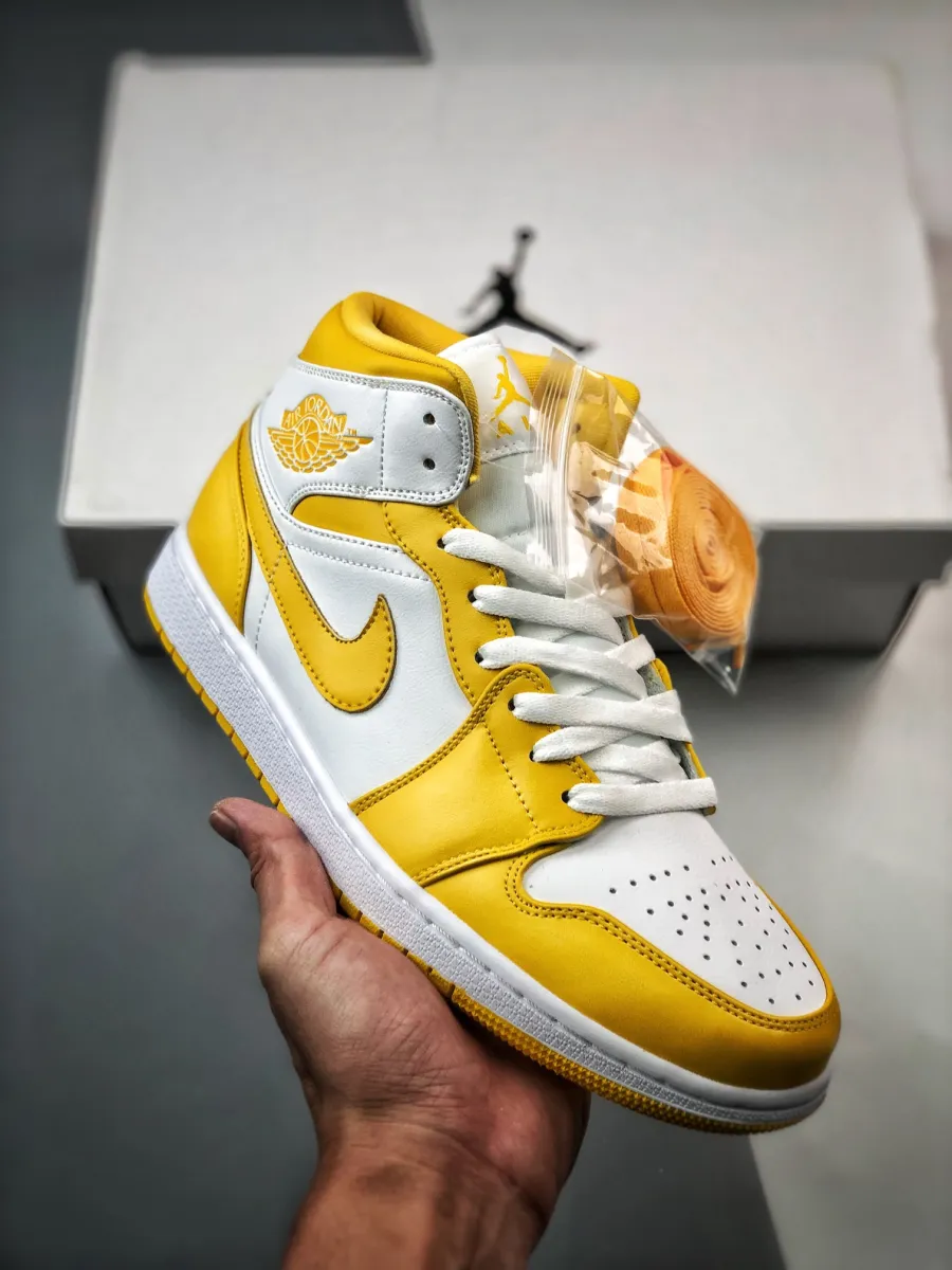 Air Jordan 1 Mid White Yellow BQ6472-117 Cyan Jordan 1