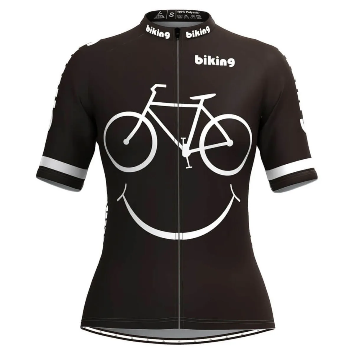 Bicycle Smile Emoji Women's Cycling Jersey Black Brand New