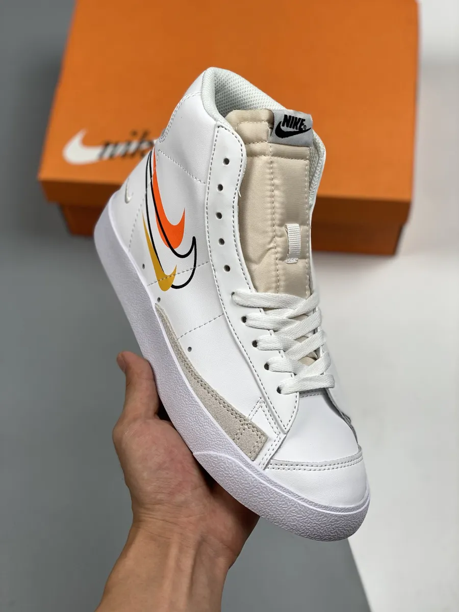 Nike Blazer Mid 77 Multi Swoosh White Team Orange DN7996-100 #nike blazer charms