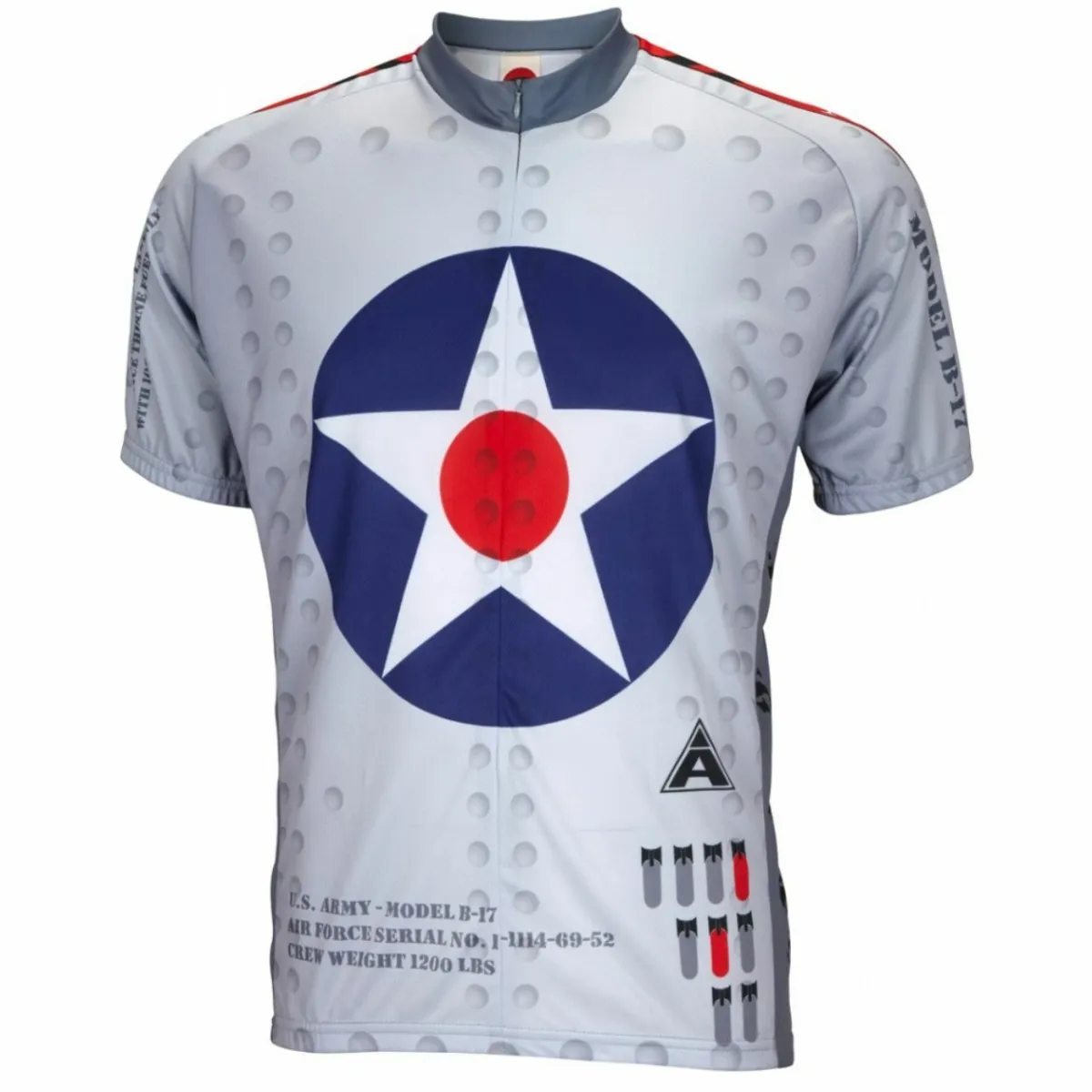 USAF B-17 Bomber Flying Fortress Short sleeve 15" zip men's cycling jersey