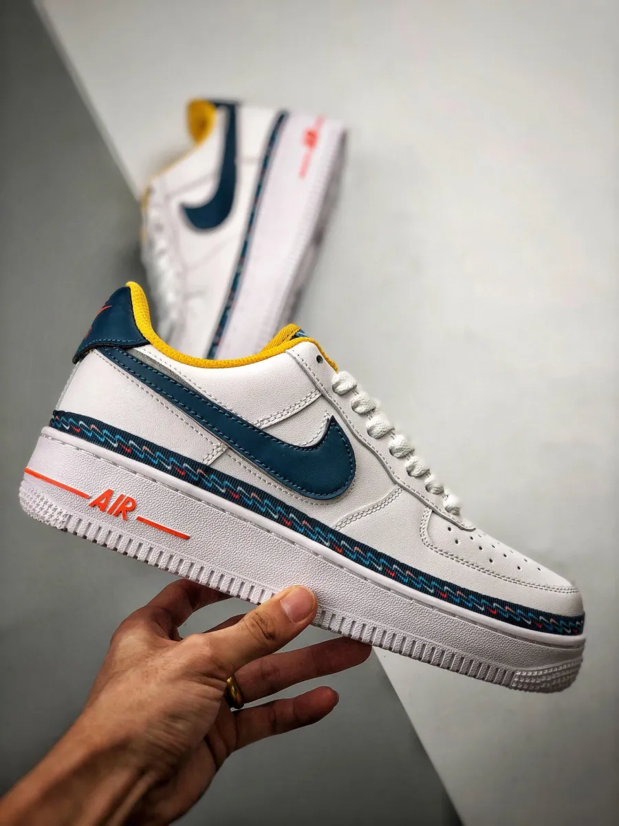 Nike Air Force 1 Low 'Swoosh Chain' White Blue Orange / nike air force 1 chains