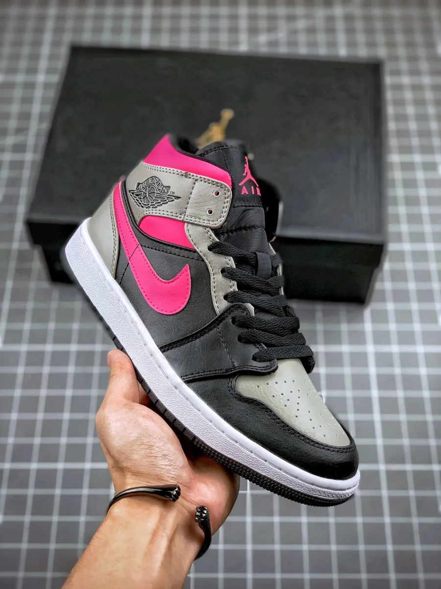 Jordan 1 Mid Pink Shadow 554724-059 - jordan 1 black and pink