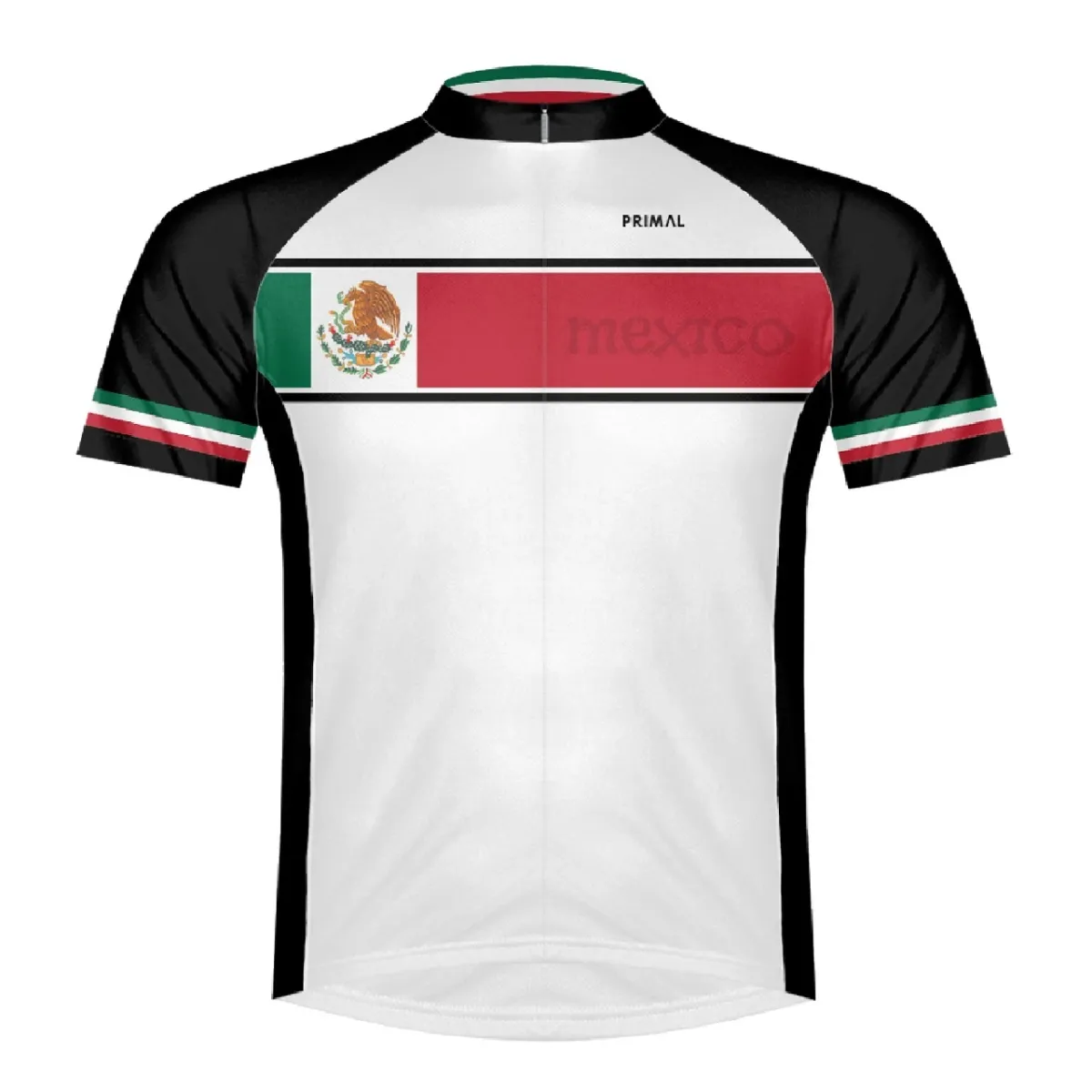 Primal Wear Mexico Pride Men's Sport Cut Full Zip Short Sleeve Cycling Jersey / Pride Cycling Jersey MEXPJ20M-M