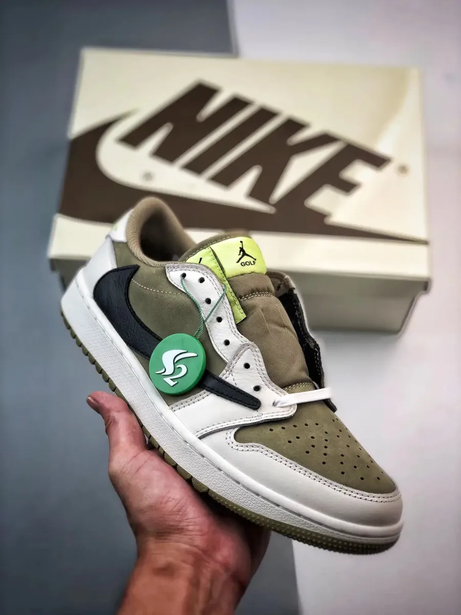 Travis Scott x Air Jordan 1 Low Golf Neutral Olive/Black-Sail - Travis Scott Jordan 1 Low Golf