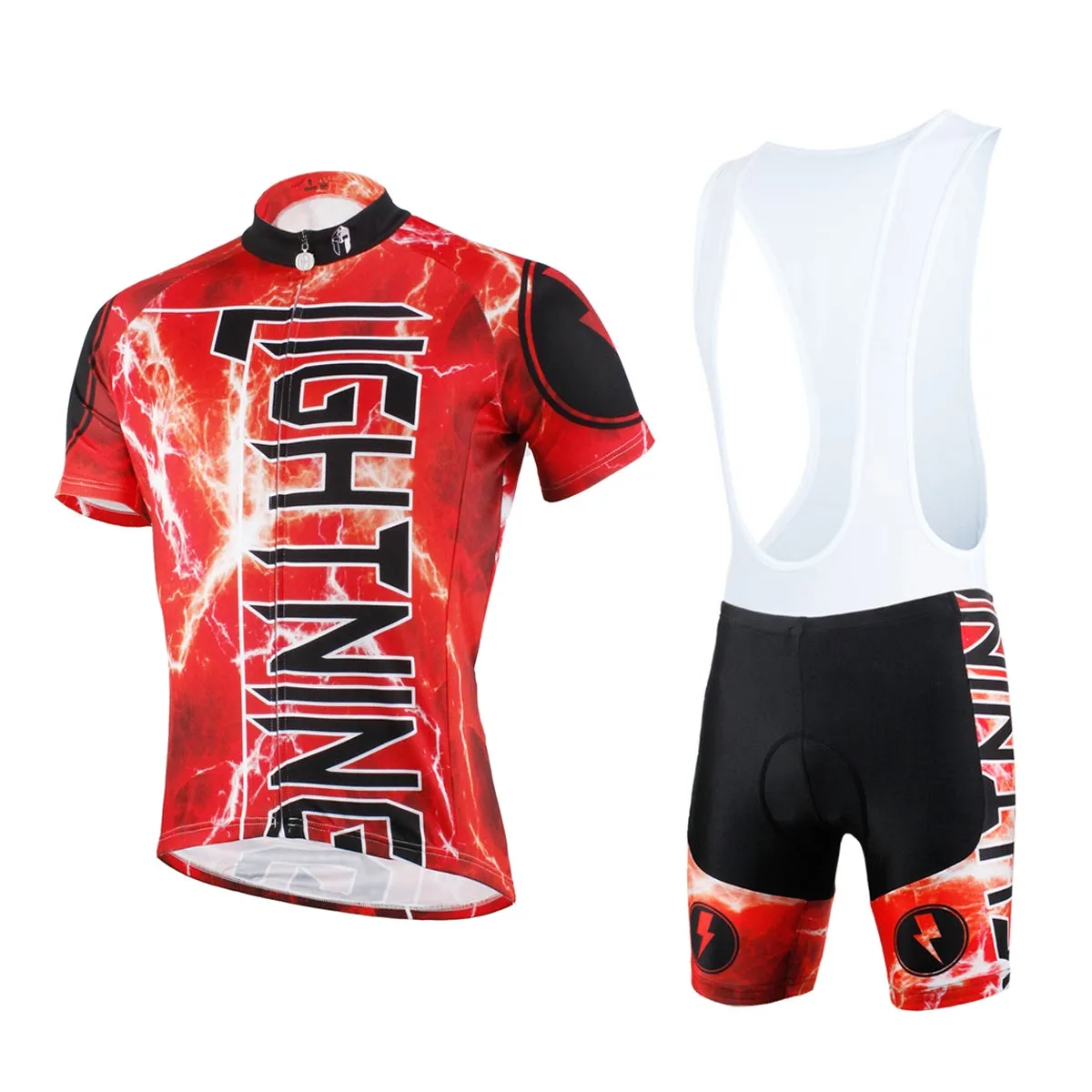Ilpaladino Flashing Lightning Natural Phenomenon Cycling Short-sleeve Suit /Jersey Exercise Bicycling Pro Cycle Clothing Racing Apparel Outdoor Sports Leisure Biking Shirts Team Kit Red NO.616