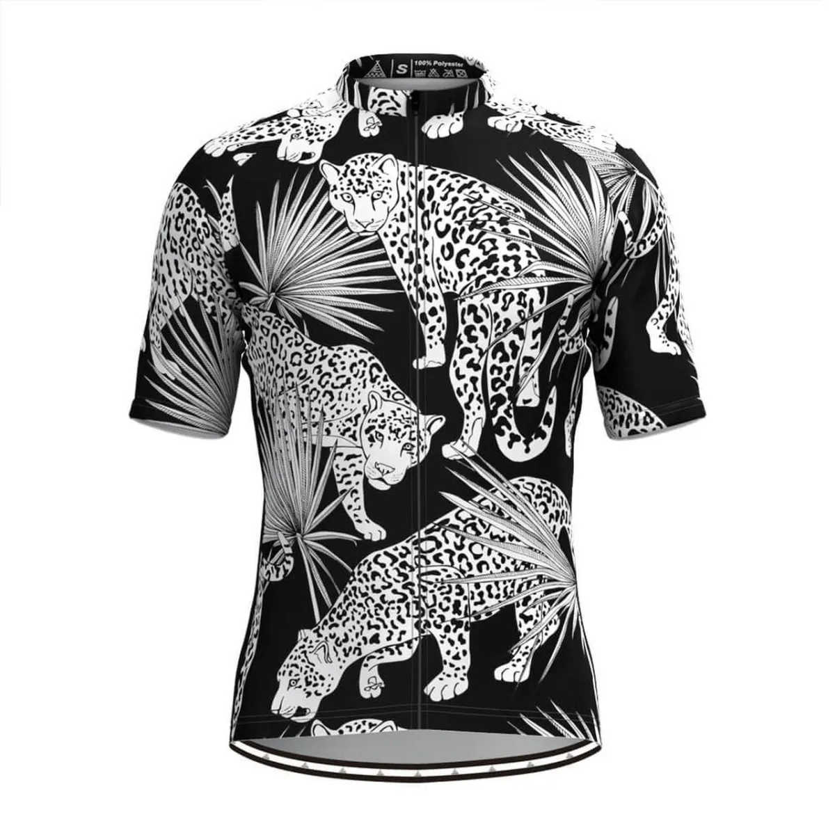Men's Tropical & Jaguar Print Hawaiian Cycling Jersey V1