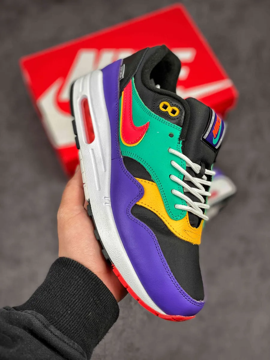 Nike Air Max 1 'Windbreaker' BLACK/FLASH CRIMSON-KINETIC GREEN-PSYCHIC PURPLE-UNIVERSITY GOLD-WHITE Air Max 1 Windbreaker Se