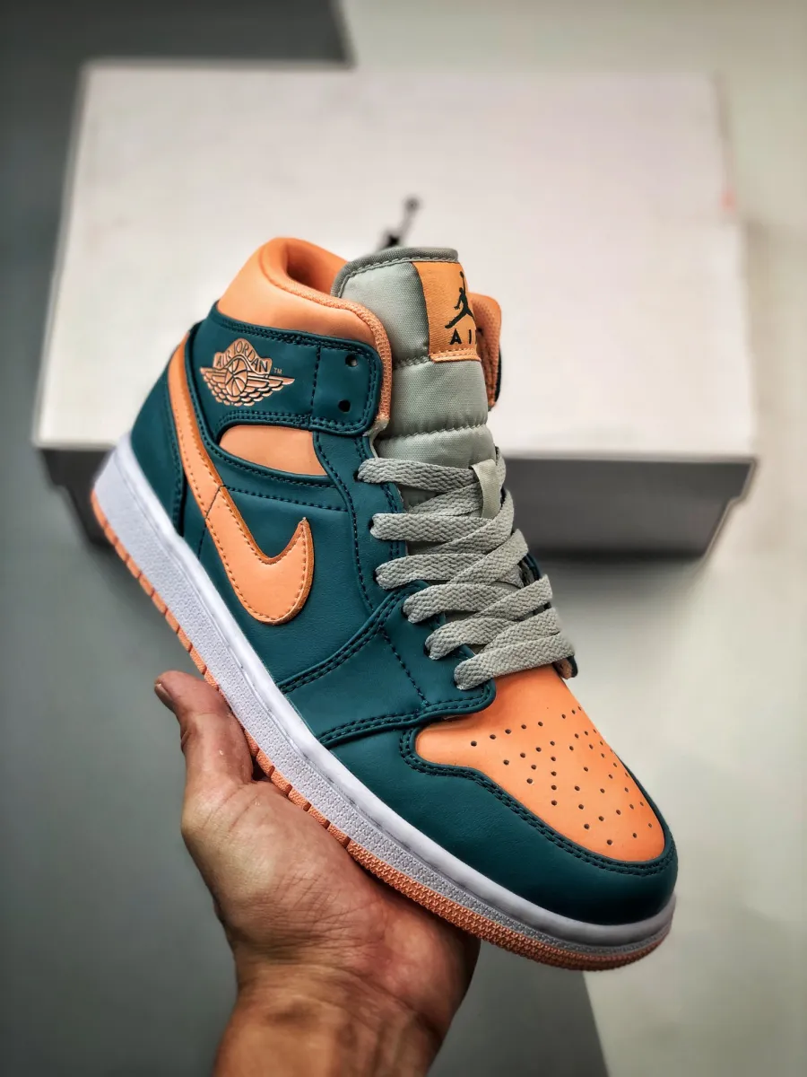Air Jordan 1 Mid Teal Salmon Womens BQ6472-308 Teal And Green