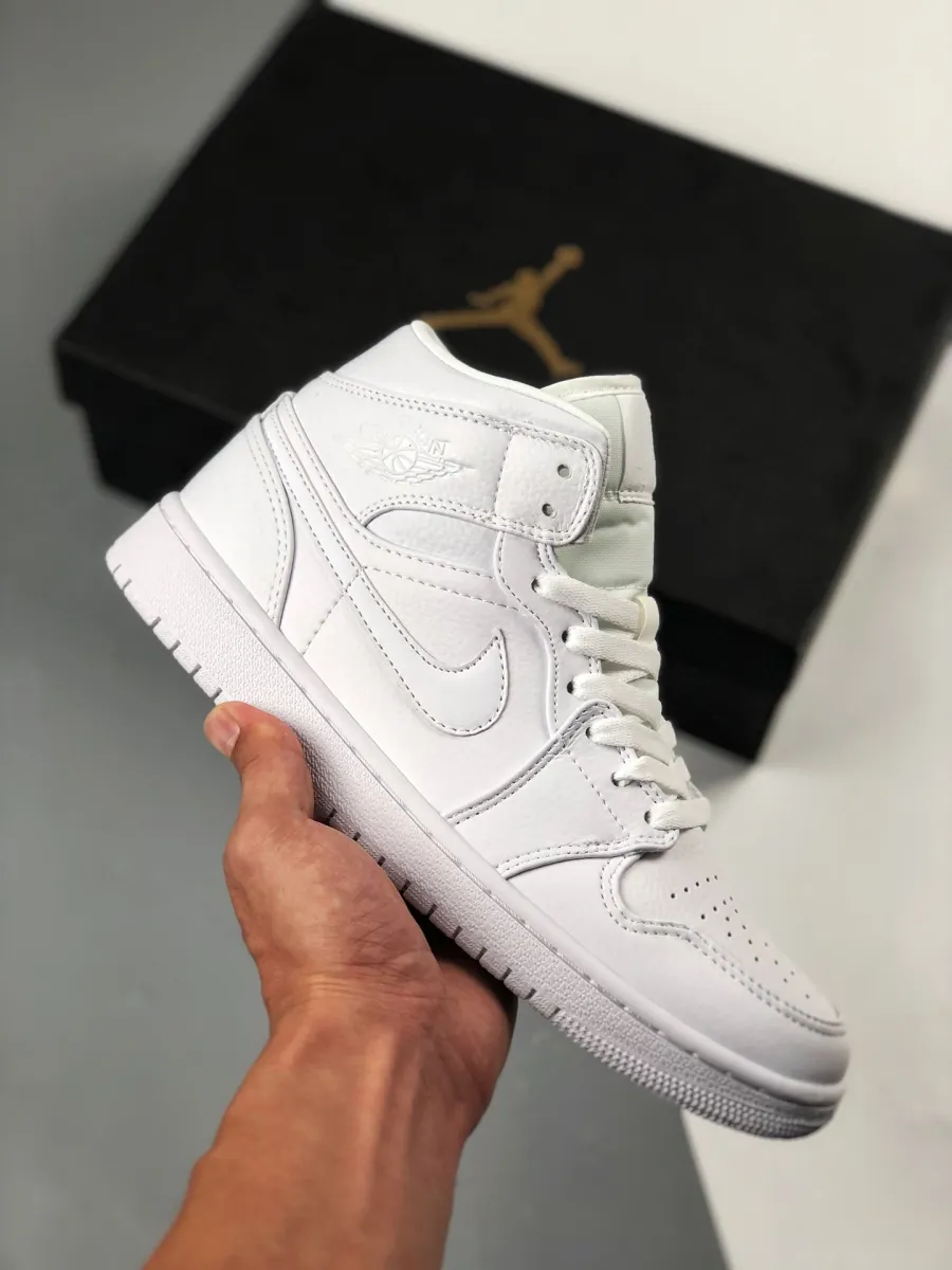 Air Jordan 1 Mid Triple White 554724-109 New Releases