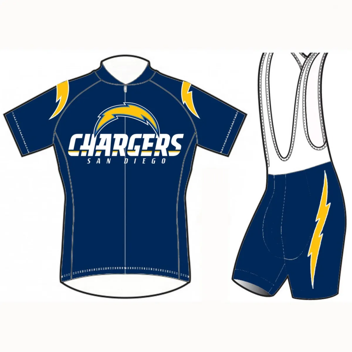 NFL San Diego Los Angeles Chargers Cycling Jerseys Shorts (bibs)