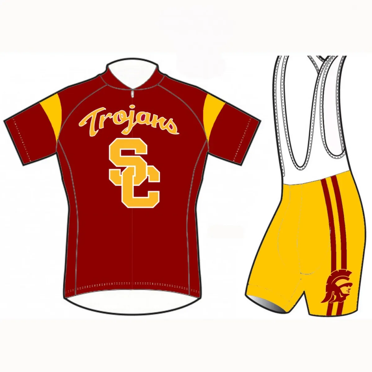 NCAA USC University of Southern California Trojans Short Sleeve Cycling Jerseys bib shorts