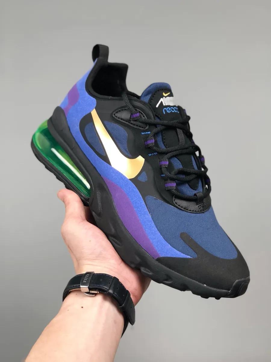 Nike Air Max 270 React Heavy Metal AO4971-005 black and blue 270 air max