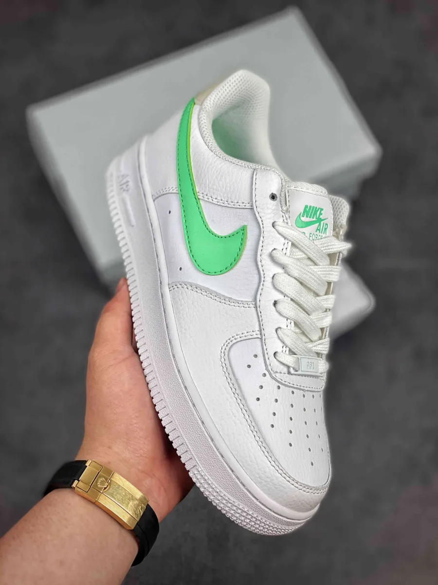 Nike Air Force 1 Low White/Light Bone-Green Glow - green glow air force 1