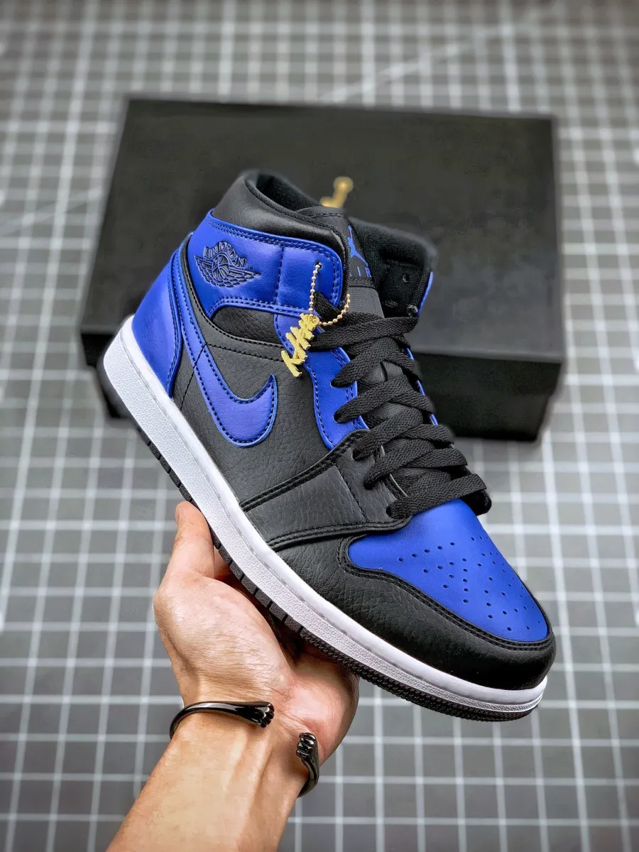 Air Jordan 1 Mid Black/Hyper Royal-White / jordan 1 mid black/white/hyper royal