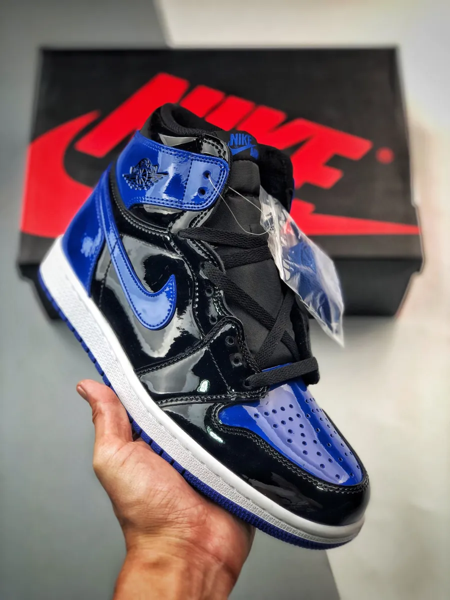 Air Jordan 1 High OG Leather Patent Royal Green And Black Patent Leather Jordan 1