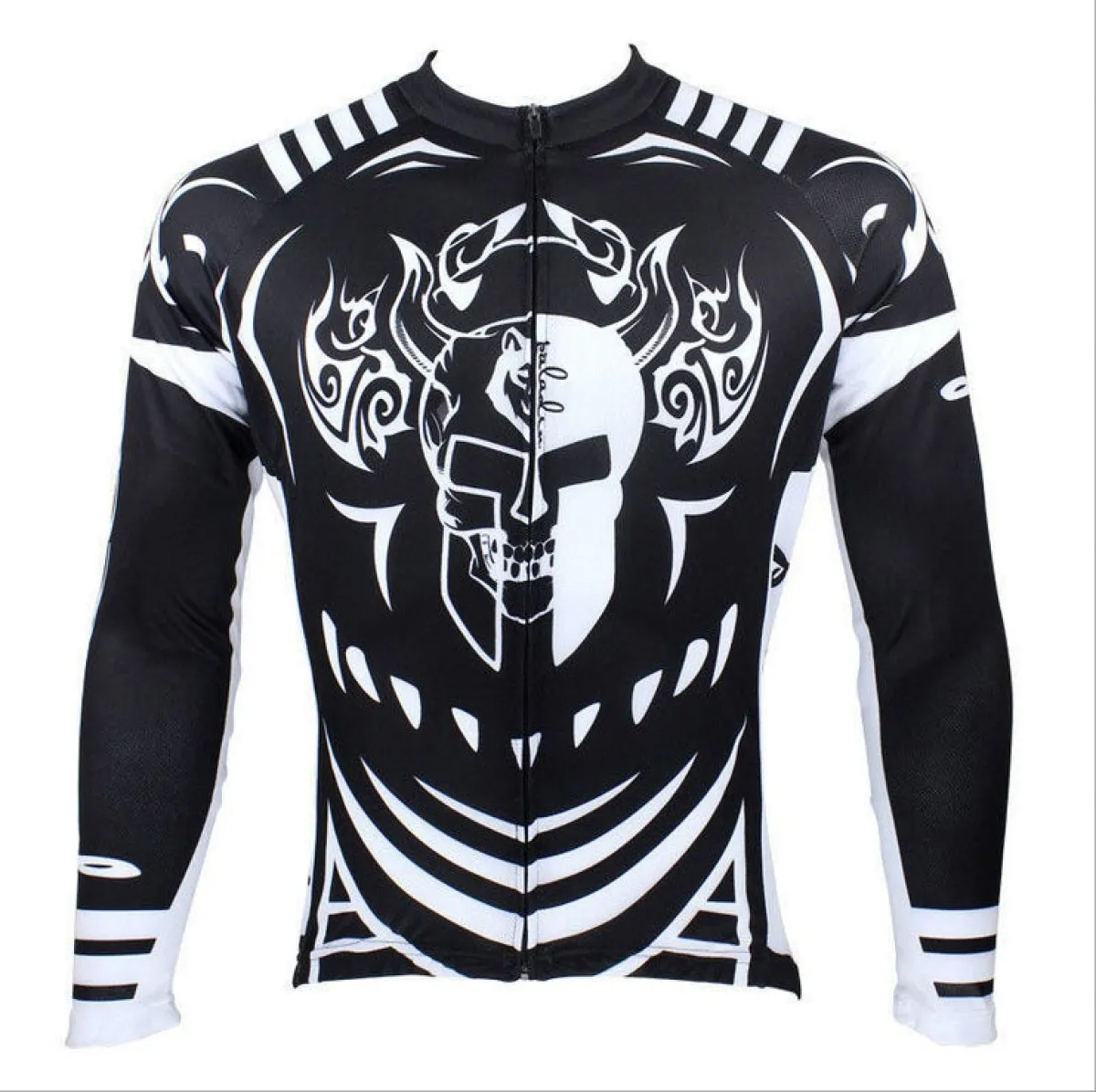 Cycling Jersey Men's Long-sleeved Jersey for Spring and Summer Black and White NO.077