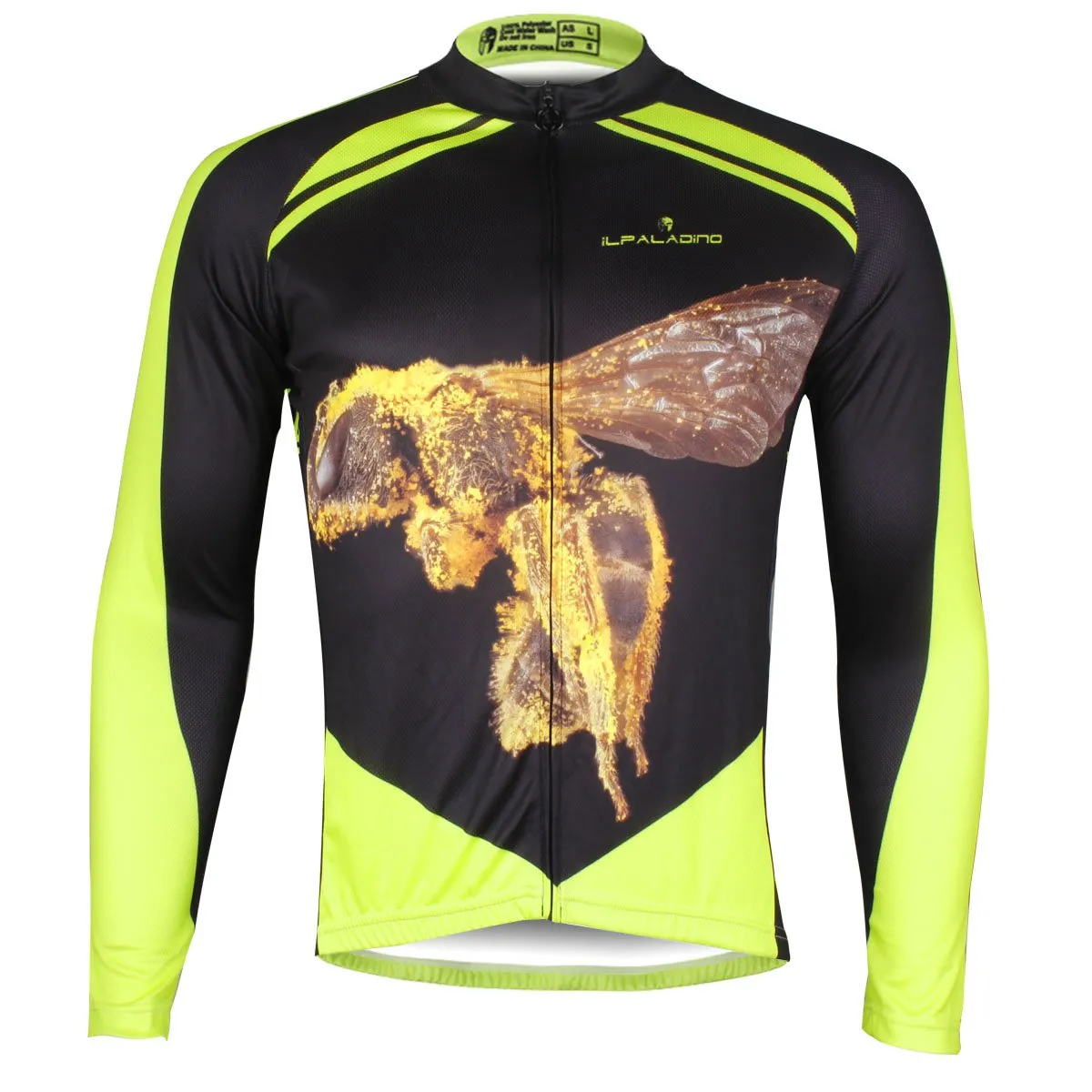 ILPALADINO Honey Bee Men's Long Black and Yellow Sleeves Cycling Jerseys Suit Winter Exercise Bicycling Pro Cycle Clothing Racing Apparel Outdoor Sports Leisure Biking (Velvet) NO.737
