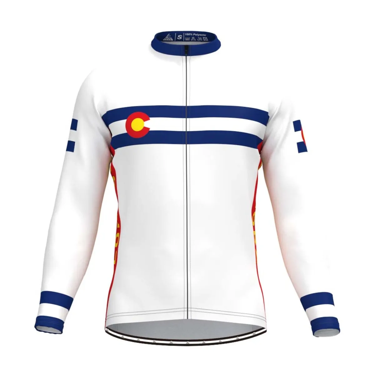 Colorado State Flag Men's LS Cycling Jersey White Brand New
