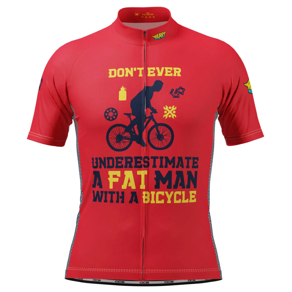 Men's Fat Man Bicycle Short Sleeve Cycling Jersey / Fat Guy On Bicycle