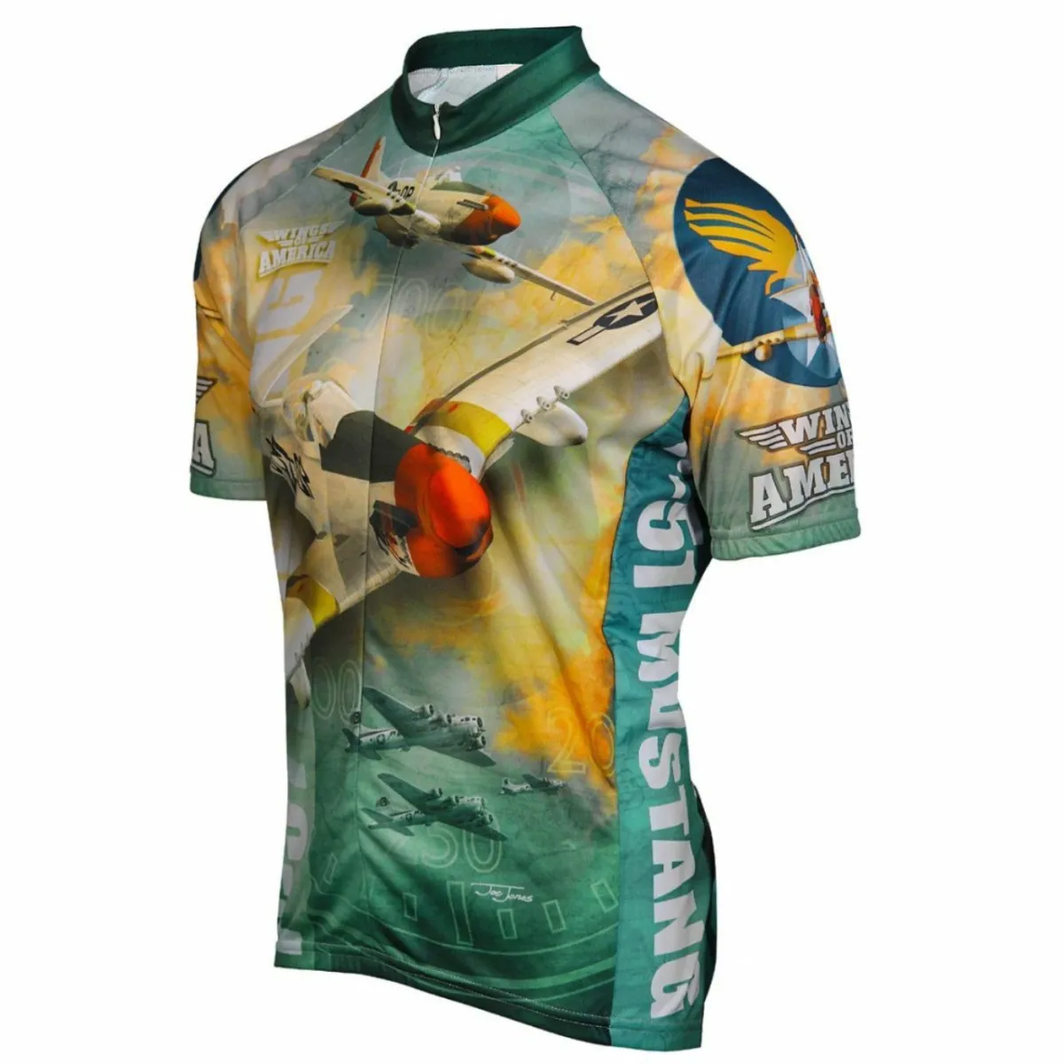 American P-51 Mustang WWII Short sleeve Half zip men's cycling jersey / P51 Bike