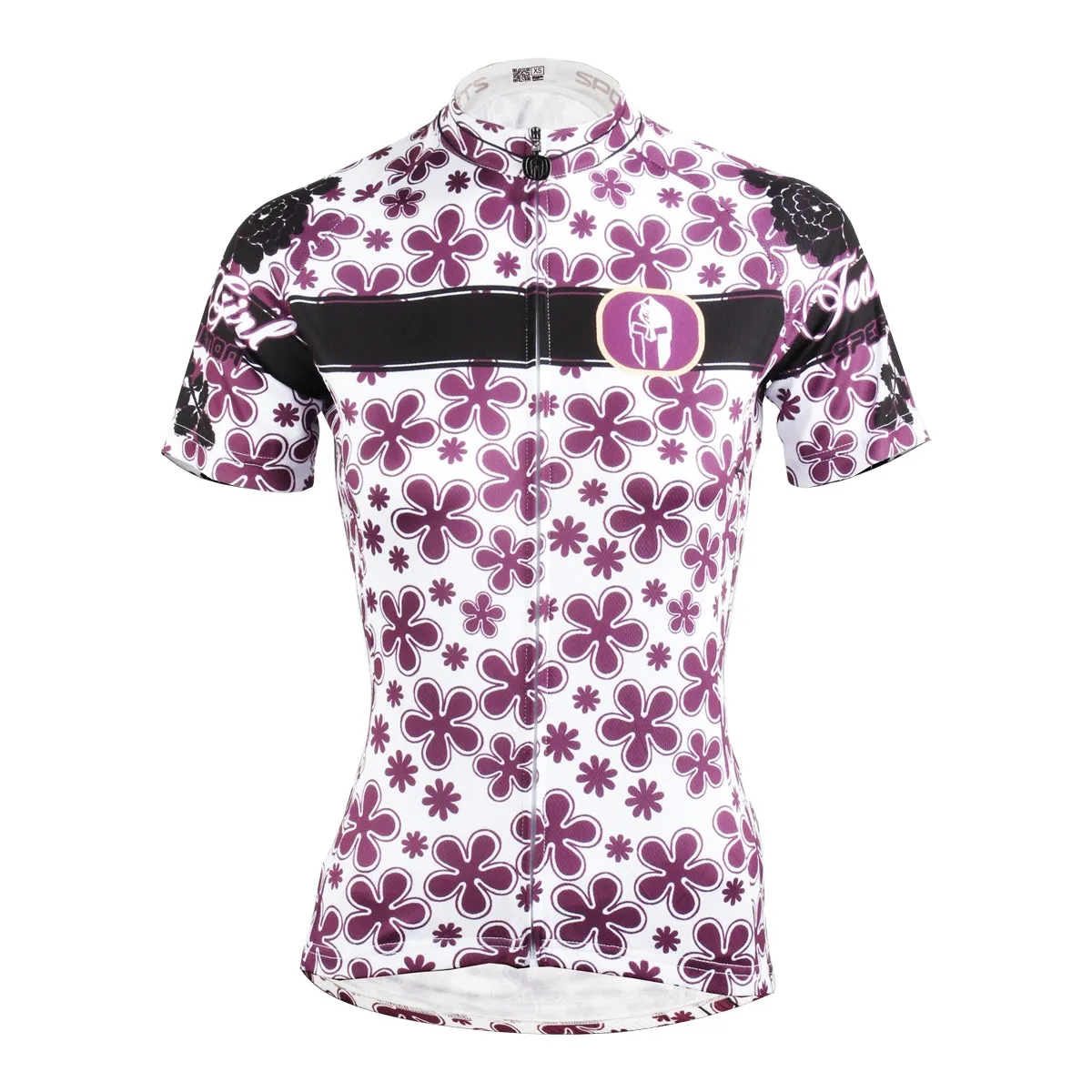 Ilpaladino Purple-flower Summer Women's Quick Dry Short-Sleeve Cycling Jersey Exercise Bicycling Pro Cycle Clothing Racing Apparel Outdoor Sports Leisure Biking Shirts Breathable Sport Clothes NO.608