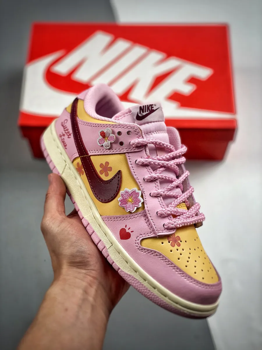 Custom Nike SB Dunk Low Pink Yellow Nike Dunk Pink Yellow