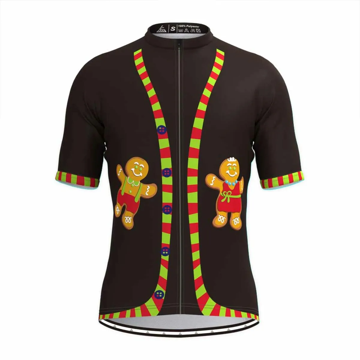 Ugly Christmas Sweater Vest Cycling Jersey-Gingerbread Man