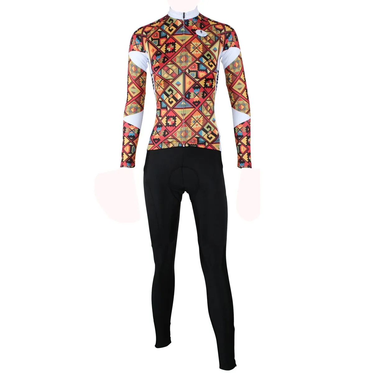 ILPALADINO Women's Long Sleeves Saffron Yellow Cycling Jersey with Tights Apparel Outdoor Sports Leisure Biking Shirt Suit Kit NO.315