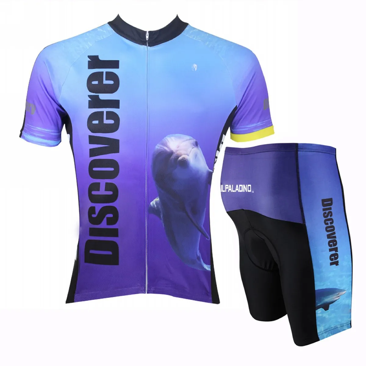 [Discoverer series ] llpaladino Shark Dolphin Nature Blue Short-sleeve Cycling Suit/Jersey Jacket- Summer Spring Clothes Sportswear Pro Cycle Clothing Racing Apparel Outdoor Sports Leisure Biking T-shirt NO.304