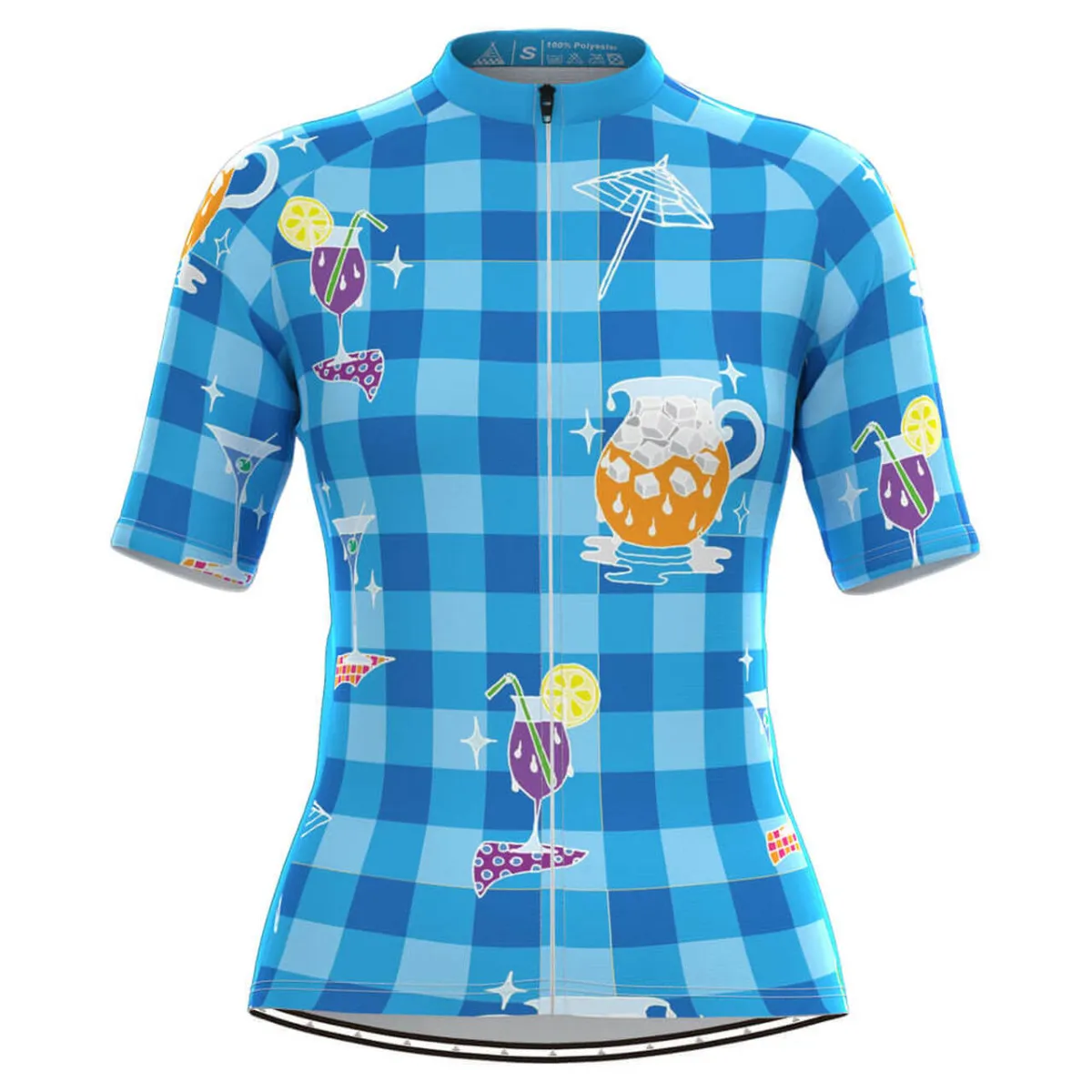 Women's Summer Time Blue Plaid Cycling Jersey New Releases