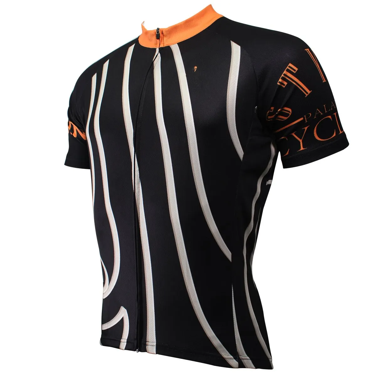 Orange-collar White-striped Black Men's Shirt Cycling Jersey Summer NO.504