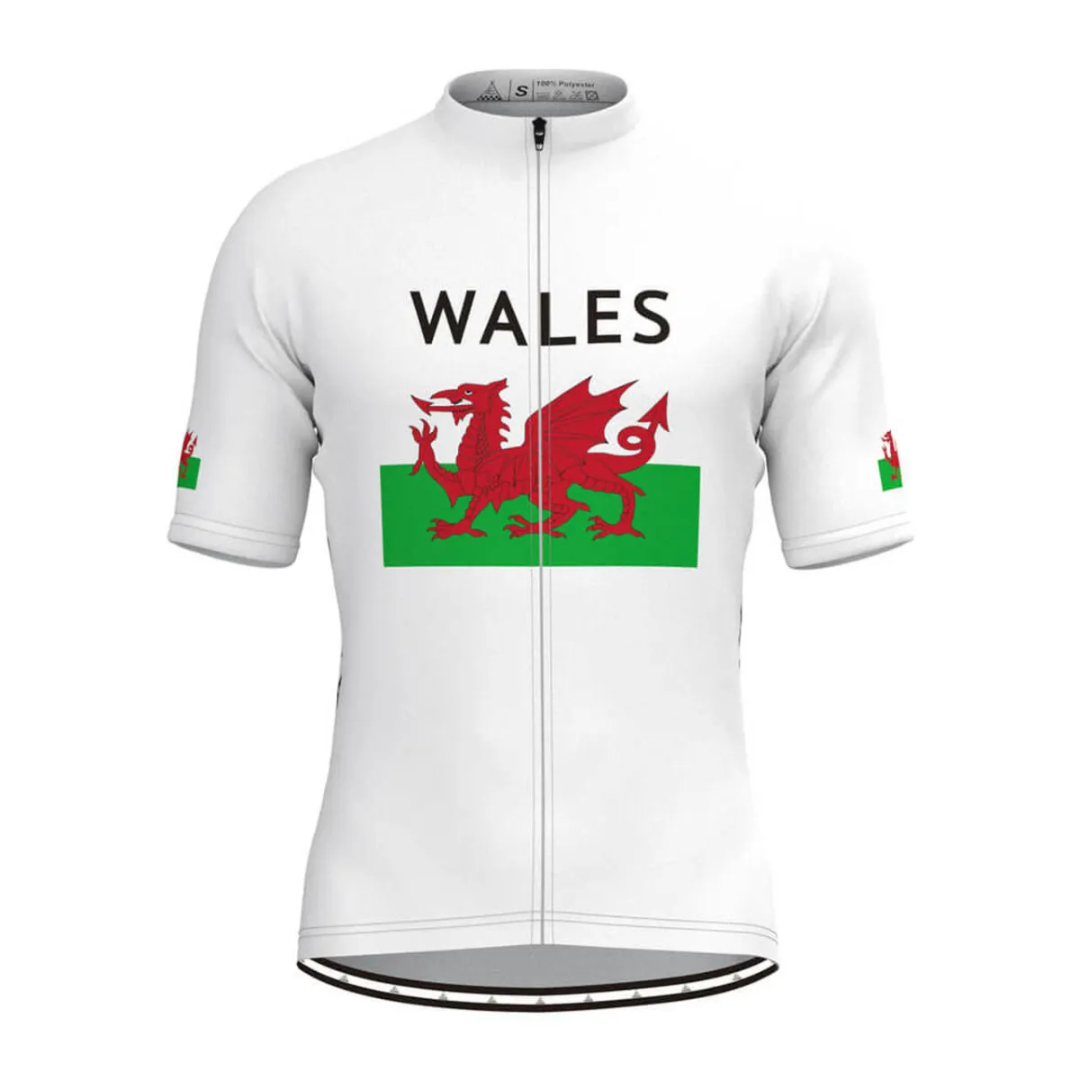 Wales Flag Men's Cycling Jersey White Brand New