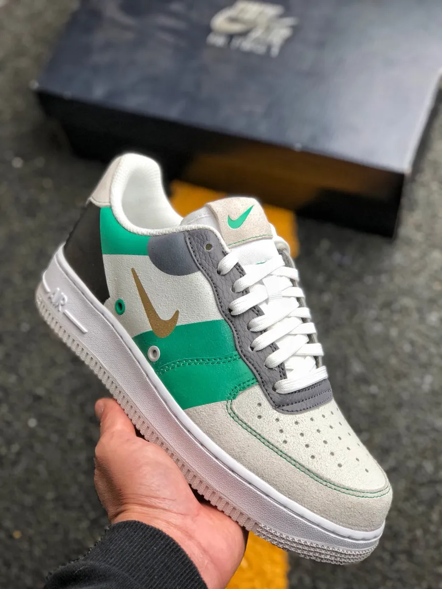 Nike Air Force 1 White/Metallic Gold-Black-Vast Grey / air force 1 low prm