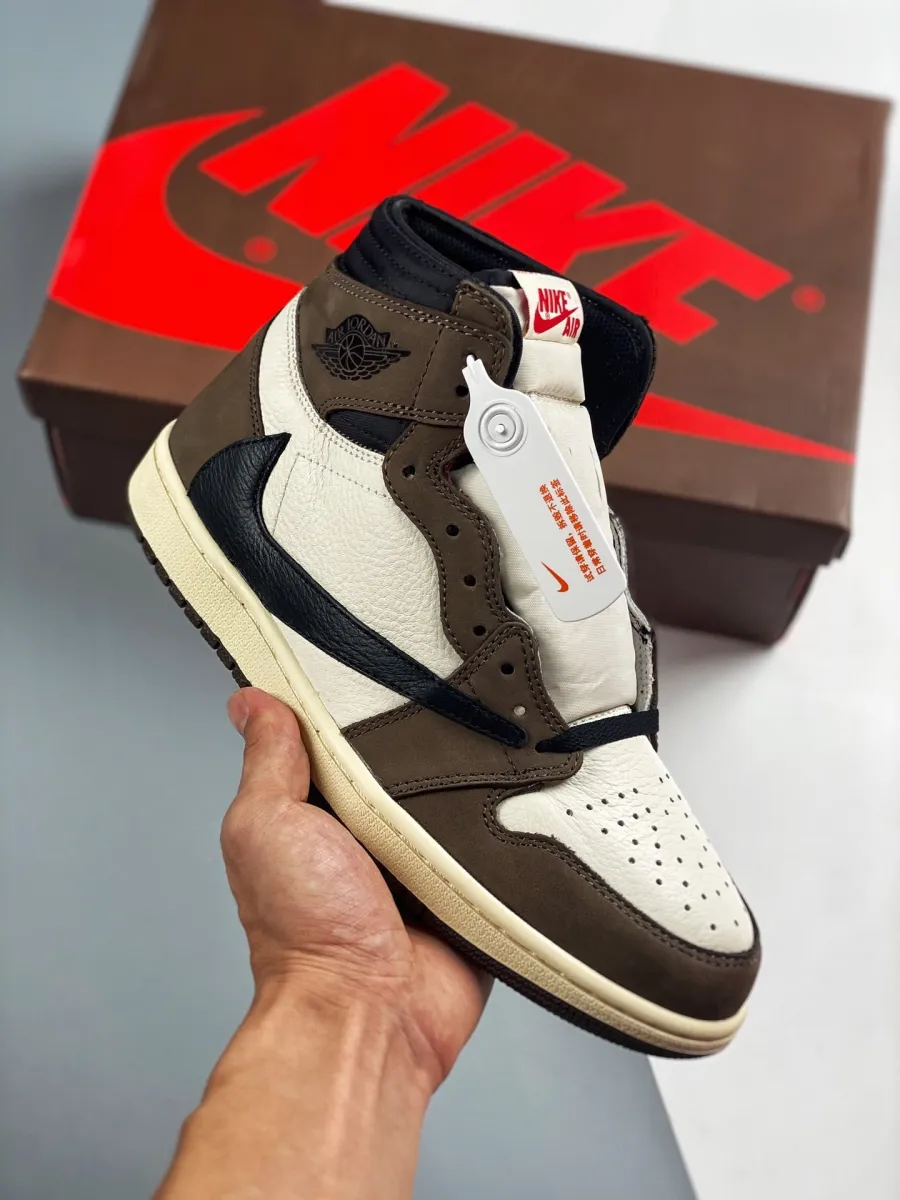 Travis Scott x Jordan 1 Backwards Swoosh Mocha CD4487-100 Travis Scott X Aj1
